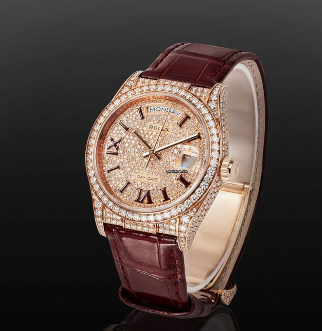 Rolex diamond rose sales gold
