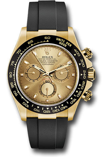 Rolex Yellow Gold Cosmograph Daytona 40 Watch - Champagne Index Dial - Black Oysterflex Strap116518LN