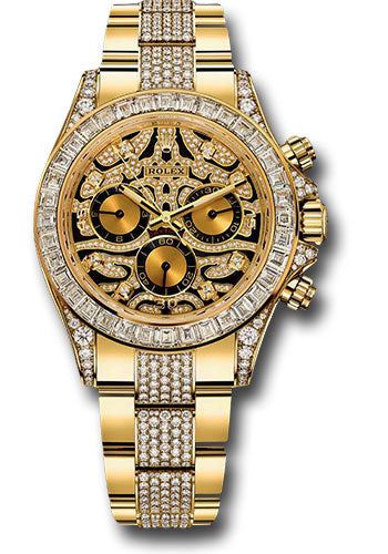 Rolex Yellow Gold Cosmograph Daytona 40 Watch - Diamond Bezel - Diamond Lugs - Eye of the Tiger Dial - Diamond Oyster Bracelet - 116598TBR eotdo