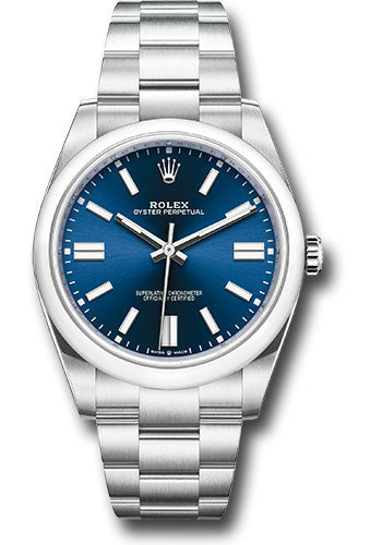 Rolex Oyster Perpetual 41 Watch - Domed Bezel - Blue Index Dial - Oyster Bracelet - 124300 bluio