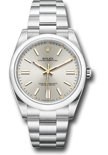 Rolex Oyster Perpetual 41 Watch - Domed Bezel - Silver Index Dial - Oyster Bracelet - 124300 sio