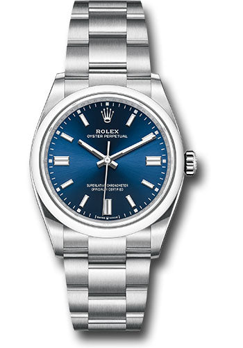 Rolex Oyster Perpetual 36 Watch - Domed Bezel - Blue Index Dial - Oyster Bracelet - 126000 bluio