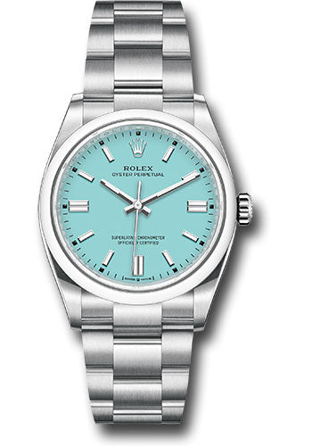 Rolex Oyster Perpetual 36 Watch - Domed Bezel - Turquoise Blue Index Dial - Oyster Bracelet - 126000 tbio