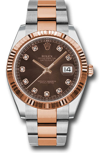 Rolex Steel and Everose Rolesor Datejust 41 Watch Fluted Bezel