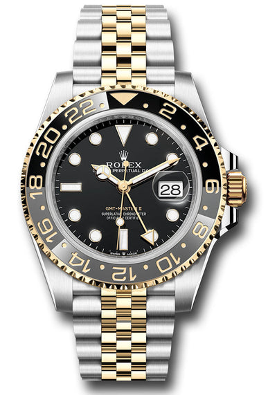 Rolex Yellow Rolesor GMT-Master II Watch - Bidirectional Rotatable Bezel - Black Dial - Jubilee Bracelet - 126713grnr bkj