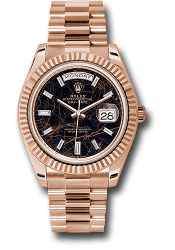 Rolex Everose Gold Day-Date 40 Watch - Fluted Bezel - Eisenkiesel Diamond Dial - President Bracelet - 228235 eidp
