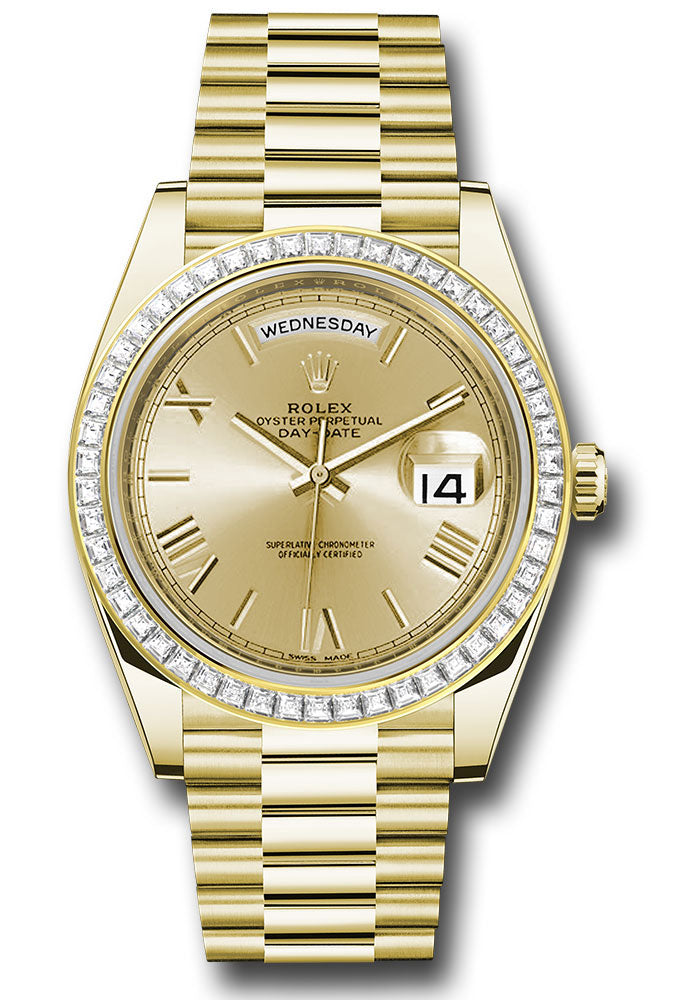 Rolex yellow gold president deals day date 40 diamonds