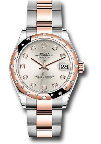 Rolex Steel and Everose Gold Datejust 31 Watch - 24 Diamond Bezel - RosŽ Diamond Dial - Oyster Bracelet - 278341RBR sdo