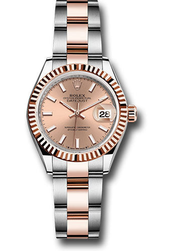 Rolex Everose Rolesor Lady-Datejust Watch - Fluted Bezel - RosŽ Index Dial - Oyster Bracelet - 279171 rsio