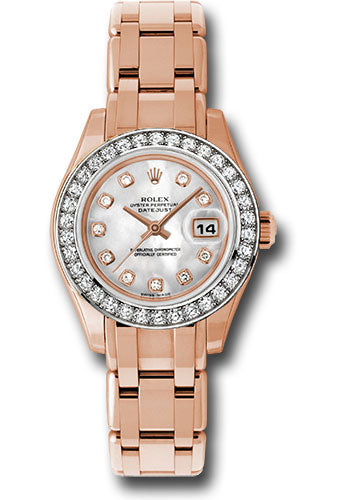Rolex Everose Gold Lady-Datejust Pearlmaster 29 Watch - 34 Diamond Bezel - Mother-Of-Pearl Diamond Dial - 80285 md