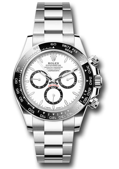 Rolex Oystersteel Cosmograph Daytona Watch - Black Cerachrom Bezel - White Index Dial - Oyster Bracelet 126500LN Panda