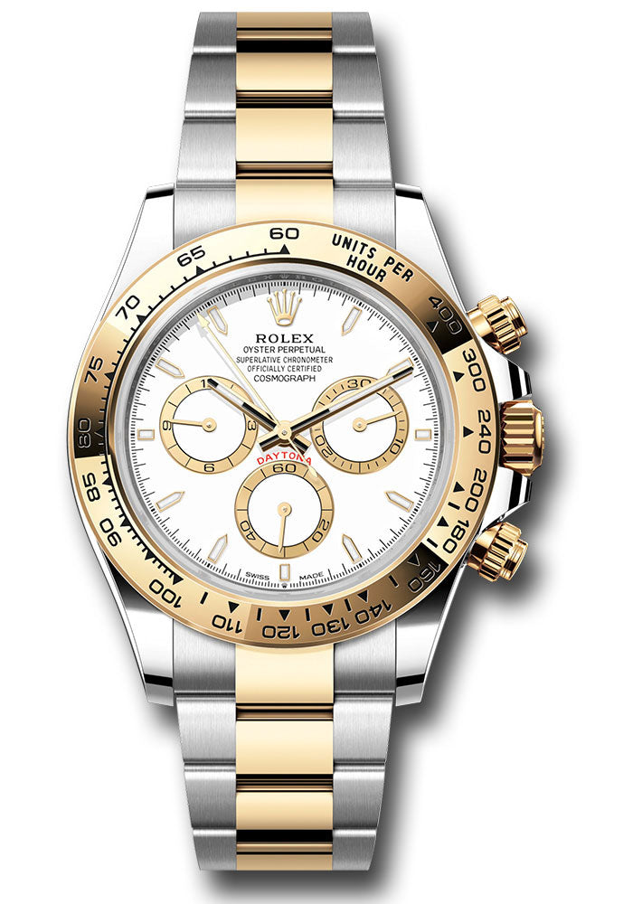 Rolex Yellow Rolesor Cosmograph Daytona Watch - Fixed Bezel - White Index Dial - Oyster Bracelet 126503