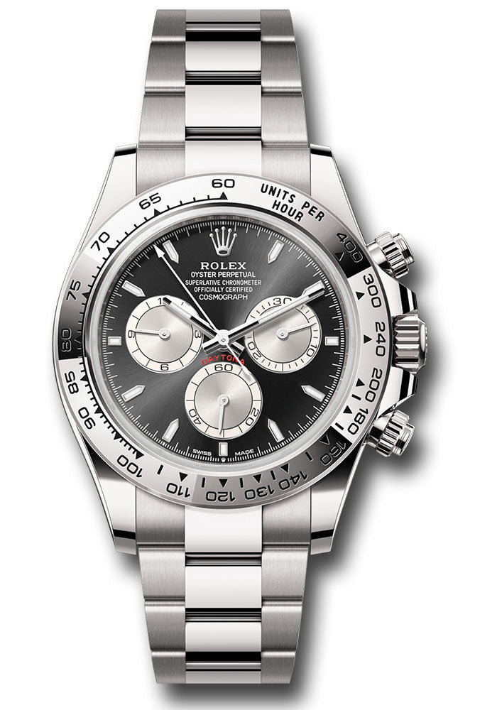 Rolex White Gold Cosmograph Daytona Watch - Fixed Bezel - Black And Steel Index Dial - Oyster Bracelet 126509