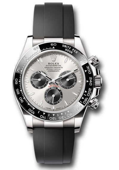 Rolex White Gold Cosmograph Daytona Watch - Black Cerachrom Bezel - Steel And Black Index Dial - Oysterflex Strap 126519LN