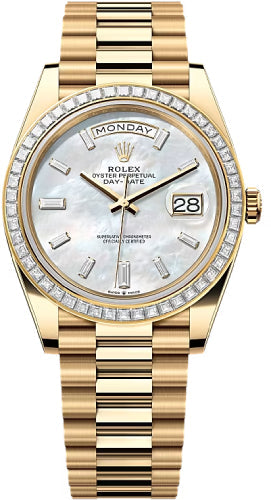 Rolex Day-Date 40 40mm White MOP Diamond Set Dial Diamond Set Bezel President Bracelet - 228398TBR