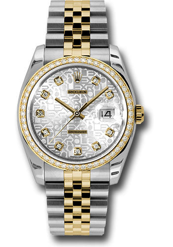 Rolex Steel and Yellow Gold Rolesor Datejust 36 Watch - 52 Brilliant-Cut Diamond Bezel - Silver Jubilee Diamond Dial - Jubilee Bracelet - 116243 sjdj