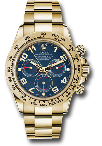 Rolex Yellow Gold Cosmograph Daytona 40 Watch - Blue Arabic Dial - 116508 bla