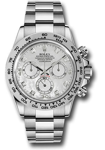Rolex White Gold Cosmograph Daytona 40 Watch - White Mother-Of-Pearl Diamond Dial - 116509 md