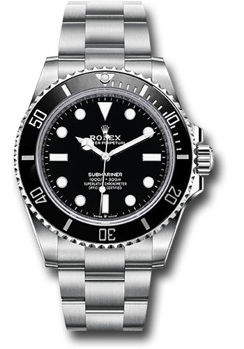Rolex Steel Submariner Watch - Black Dial - 124060