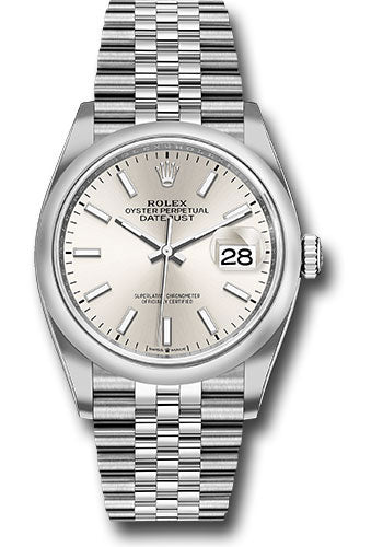 Rolex Steel Datejust 36 Watch - Domed Bezel - Silver Index Dial - Jubilee Bracelet - 126200 sij