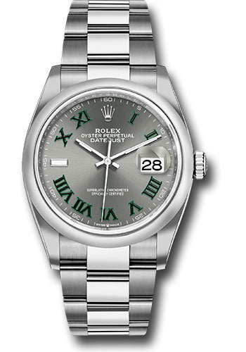 Rolex Oystersteel Datejust 36 Watch - Domed Bezel - Slate Roman Dial - Oyster Bracelet - 126200 slgro