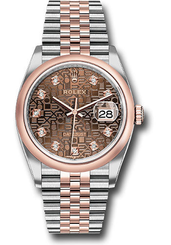 Rolex Steel and Everose Rolesor Datejust 36 Watch - Domed Bezel - Chocolate Jubilee Diamond Dial - Jubilee Bracelet - 126201 chojdj