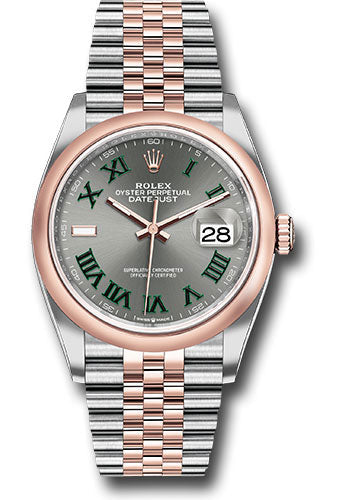 Rolex Everose Rolesor Datejust 36 Watch - Domed Bezel - Slate Roman Dial - Jubilee Bracelet - 126201 slgrj