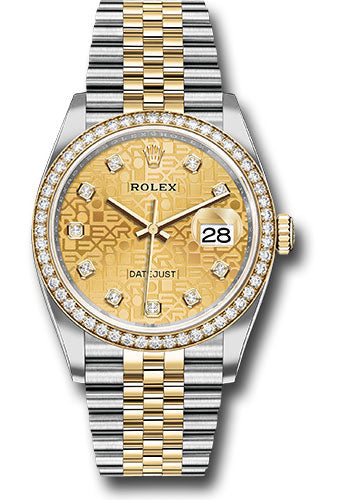 Rolex Yellow Rolesor Datejust 36 Watch - Diamond Bezel - Champagne Jubilee Diamond Dial - Jubilee Bracelet - 126283rbr chjdj