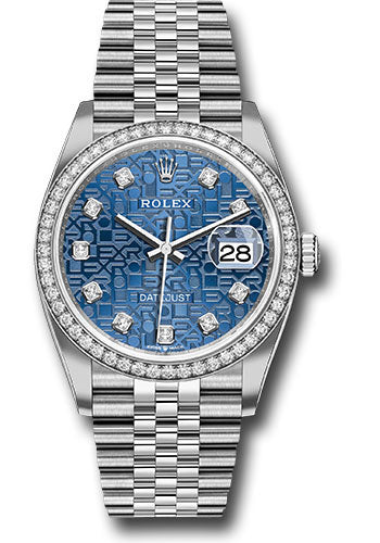 Rolex Steel Datejust 36 Watch - Diamond Bezel - Blue Jubilee Diamond Dial - Jubilee Bracelet - 126284RBR bljdj