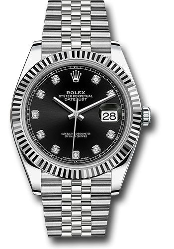 Rolex Steel and White Gold Rolesor Datejust 41 Watch - Fluted Bezel - Black Diamond Dial - Jubilee Bracelet - 126334 bkdj