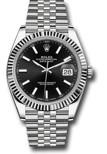 Rolex Steel and White Gold Rolesor Datejust 41 Watch - Fluted Bezel - Black Index Dial - Jubilee Bracelet - 126334 bkij