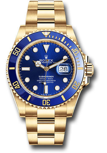 Rolex Yellow Gold Submariner Date Watch - Blue Bezel - Blue Dial - 126618LB