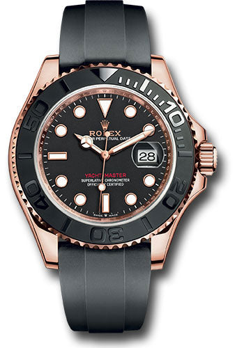 Rolex Everose Gold Yacht-Master 40 Watch - Black Dial - Oysterflex Strap - 126655 bk