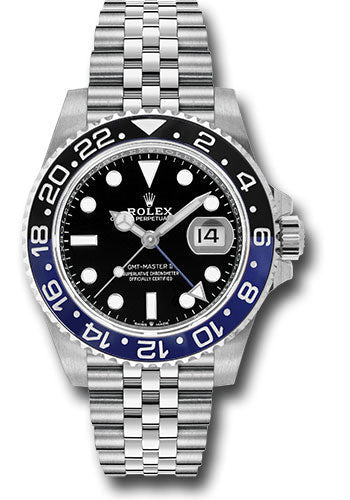 Rolex Steel GMT-Master II 40 Watch - Black And Blue Batman Bezel - Black Dial - Jubilee Bracelet - 126710BLNR j