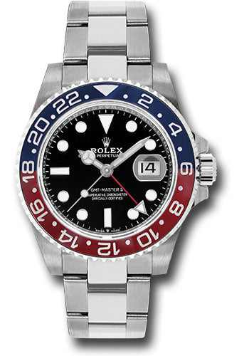 Rolex Steel GMT-Master II 40 Watch - Blue And Red Pepsi Bezel - Black Dial - Oyster Bracelet - 126710BLRO o