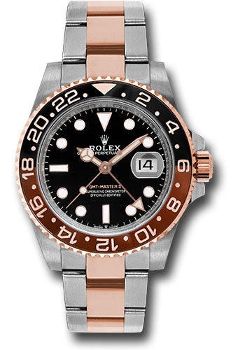 Rolex Everose Rolesor GMT-Master II 40 Watch - Black And Brown Root Beer Bezel - Black Dial - Oyster Bracelet - 126711CHNR bk