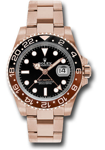 Rolex Everose GMT-Master II 40 Watch - Black And Brown Bezel - Black Dial - Oyster Bracelet - 126715CHNR bk