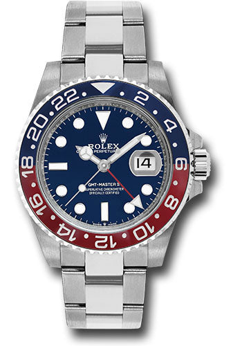 Rolex White Gold GMT-Master II 40 Watch - Blue and Red Pepsi Bezel - Blue Dial - Oyster Bracelet - 126719BLRO bl