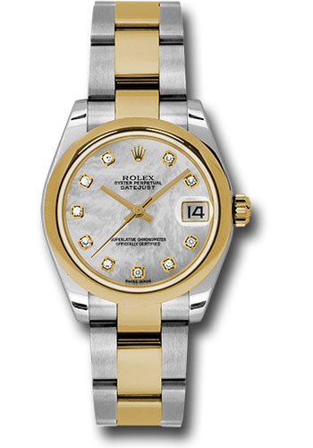 Rolex Steel and Yellow Gold Datejust 31 Watch - Domed Bezel - Mother-Of-Pearl Diamond Dial - Oyster Bracelet - 178243 mdo
