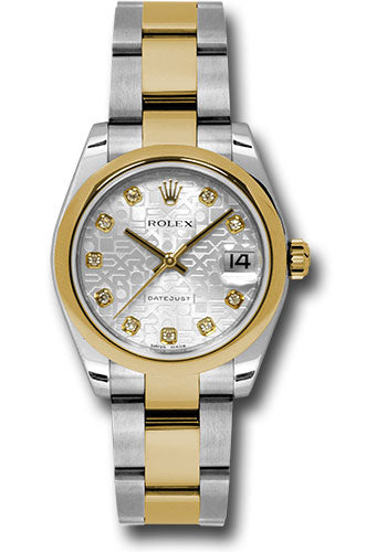 Rolex Steel and Yellow Gold Datejust 31 Watch - Domed Bezel - Silver Jubilee Diamond Dial - Oyster Bracelet - 178243 sjdo