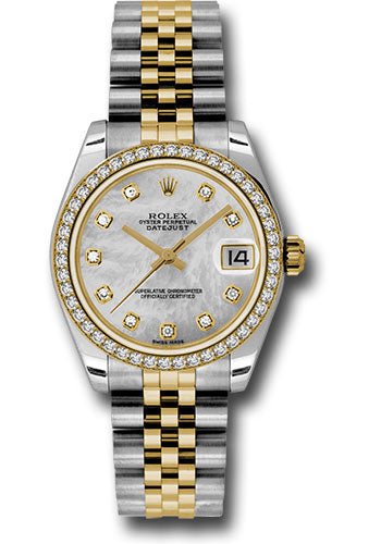 Rolex Steel and Yellow Gold Datejust 31 Watch - 46 Diamond Bezel - Mother-Of-Pearl Diamond Dial - Jubilee Bracelet - 178383 mdj