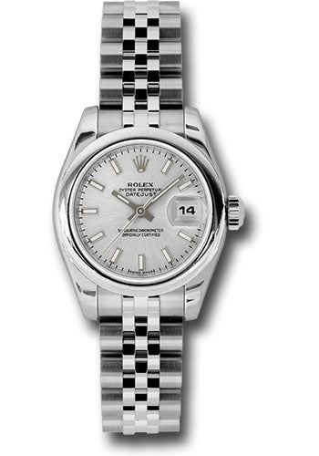 Rolex Steel Lady-Datejust 26 Watch - Domed Bezel - Silver Index Dial - Jubilee Bracelet - 179160 ssj