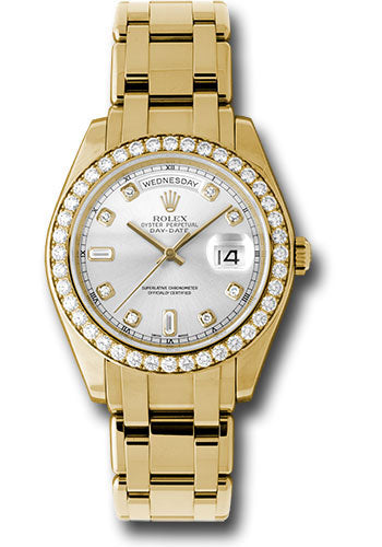 Rolex Yellow Gold Day-Date Special Edition 39 Watch - 40 Diamond Bezel - Silver Diamond Dial - 18948 sd