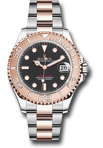 Rolex Steel and Everose Gold Rolesor Yacht-Master 37 Watch - Black Dial - Oyster Bracelet - 268621 bko