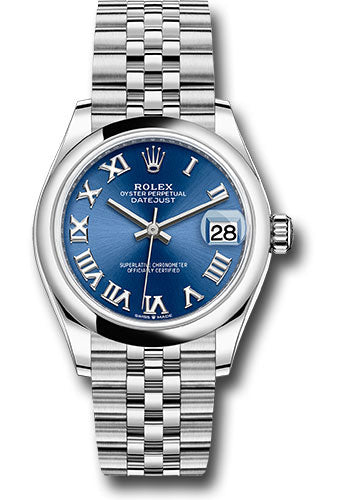 Rolex Steel and White Gold Datejust 31 Watch - Domed Bezel - Blue Roman Dial - Jubilee Bracelet - 2021 Release - 278240 blrj