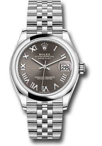 Rolex Steel and White Gold Datejust 31 Watch - Domed Bezel - Dark Grey Roman Dial - Jubilee Bracelet - 278240 dkgrj