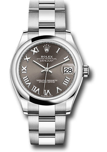 Rolex Steel and White Gold Datejust 31 Watch - Domed Bezel - Dark Grey Roman Dial - Oyster Bracelet - 278240 dkgro