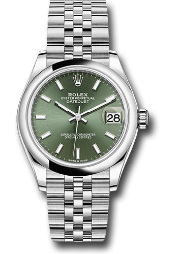 Rolex Steel and White Gold Datejust 31 Watch - Domed Bezel - Mint Green Index Dial - Jubilee Bracelet - 278240 mgij