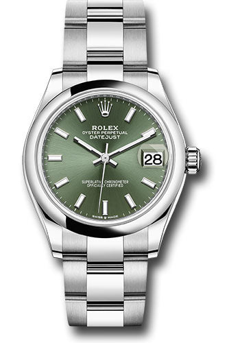 Rolex Steel and White Gold Datejust 31 Watch - Domed Bezel - Mint Green Index Dial - Oyster Bracelet - 278240 mgio