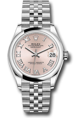 Rolex Steel and White Gold Datejust 31 Watch - Domed Bezel - Pink Roman Dial - Jubilee Bracelet - 278240 prj